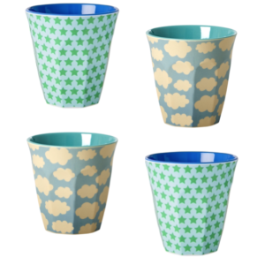Gorgeous Blue Boys set of 4 Rice Cups Design 2
