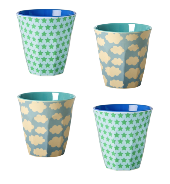 Gorgeous Blue Boys set of 4 Rice Cups Design 2
