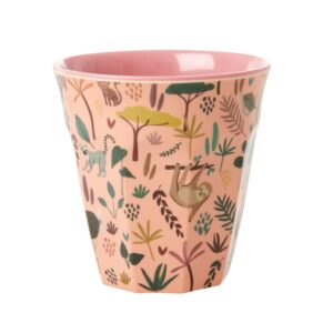 RICE Jungle Animal Print Medium Cup coral