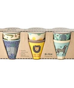RICE Jungle Print Set of 6 Cups - blue