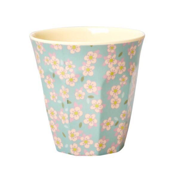 Medium Melamine Cup blue with small flower print by RICE