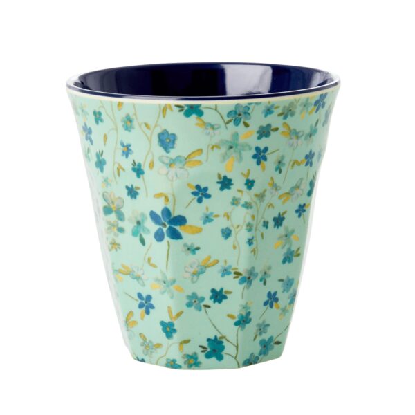 Medium Melamine Cup with Blue Flower Print by RICE
