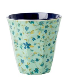 Medium Melamine Cup with Blue Flower Print by RICE