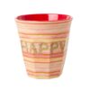 Medium Melamine Cup with Happy Pink Print by RICE