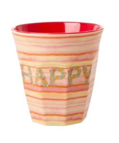Medium Melamine Cup with Happy Pink Print by RICE