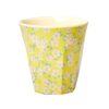 Medium Melamine Cup yellow with small flower print by RICE