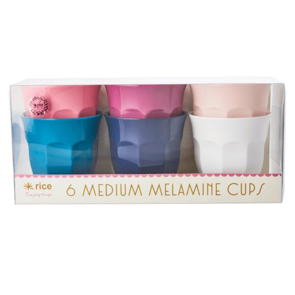 Set of 6 Medium Melamine Cups Simply Yes Colours