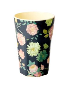 Tall Melamine Cup Dark Rose Print by RICE