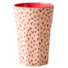 RIce Melamine TALL MELAMINE TALL CUP - SOFT PINK - SMALL HEARTS PRINT