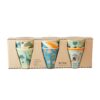 SMALL MELAMINE CUP set of 6 - ASSORTED COLORS - DINOSAURS PRINT