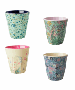 Gorgeous Floral Set of 4 Rice Melamine Cups