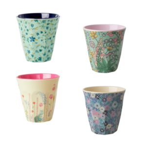 Gorgeous Floral Set of 4 Rice Melamine Cups
