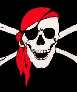 5 x 3 FOOT SKULL & CROSSBONES RED BANDANA BANDANNA SCARF PIRATE FLAG