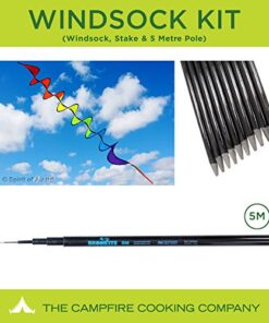 Festival Flag Pole kit with Sock Spinner Windsock, 5m Pole and Ground Stake