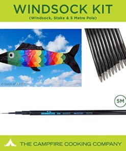 Festival flag pole kit with Rainbow Fish Windsock, 5m Pole and Ground Stake