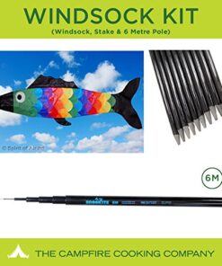 Festival flag pole kit with Rainbow Fish Windsock, 6m Pole and Ground Stake