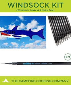 Festival flag pole kit with Shark Windsock, 5m Pole and Ground Stake
