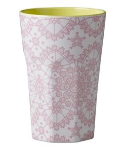 Melamine Two Tone Tall Cup with Pink Lace Print Yellow inner by Rice DK