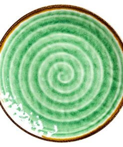 Rice Melamine Side Plate Swirl Print - Green