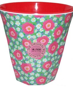 Medium Melamine Cup Two Tone with Peony Print by Rice DK