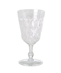 Swirly Embossed Wine Glass in Clear Acrylic by Rice