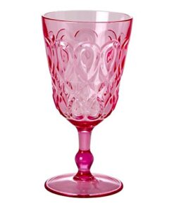 Swirly Embossed Wine Glass in Pink Acrylic by Rice
